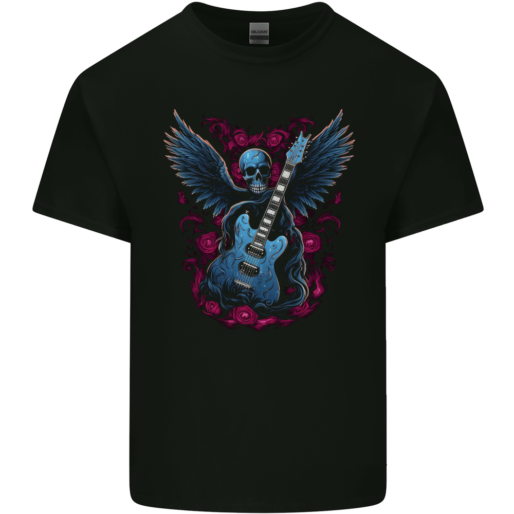 Guitar Skull Heavy Metal Rock Music Band Wings Mens Cotton T-Shirt Tee Top