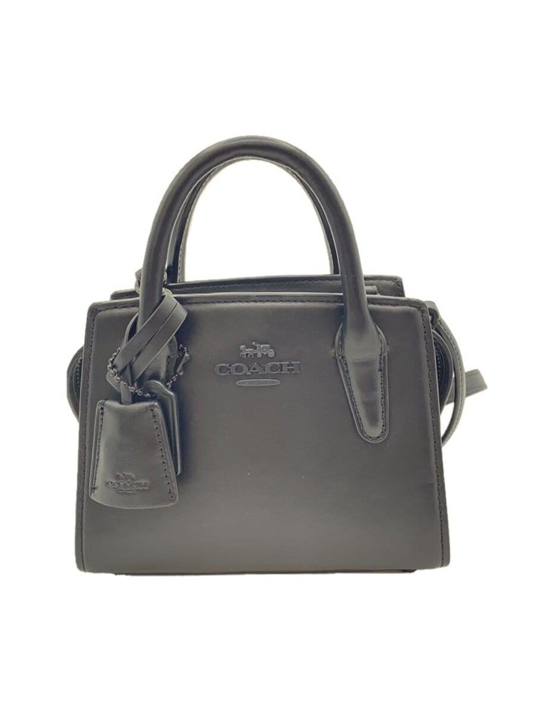 COACH Andrea Mini Carryall CO974 Black Leather Crossbody Bag Pre-Owned