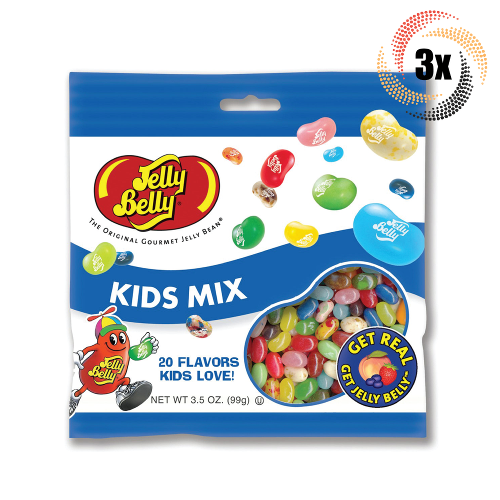 3x Jelly Belly Kids Mix Flavor Candy Bags 3.5oz Each
