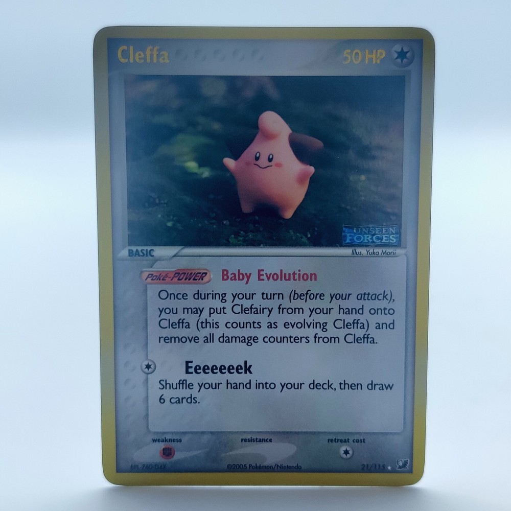 Pokemon TCG Cleffa 21/115 Gold Holo Stamp Unseen Forces English Card