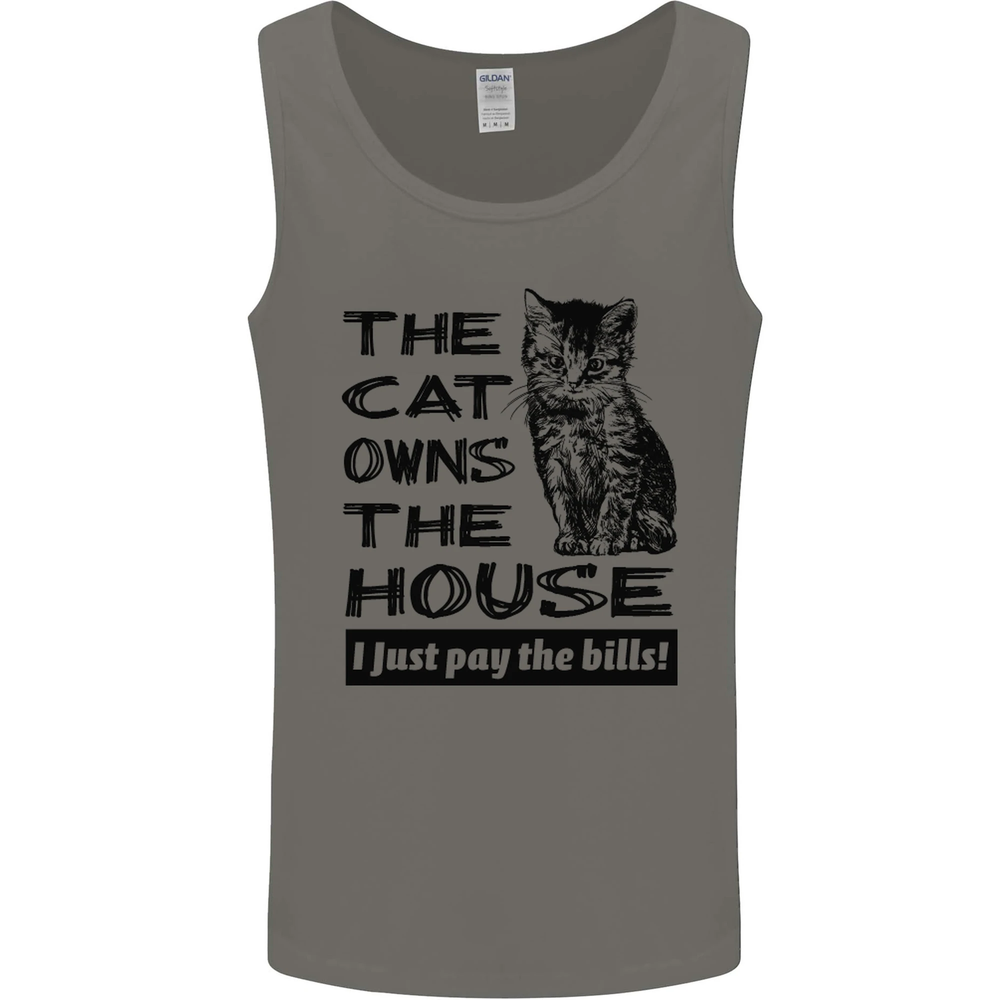 The Cat Owns the House Funny Kitten Mens Vest Tank Top