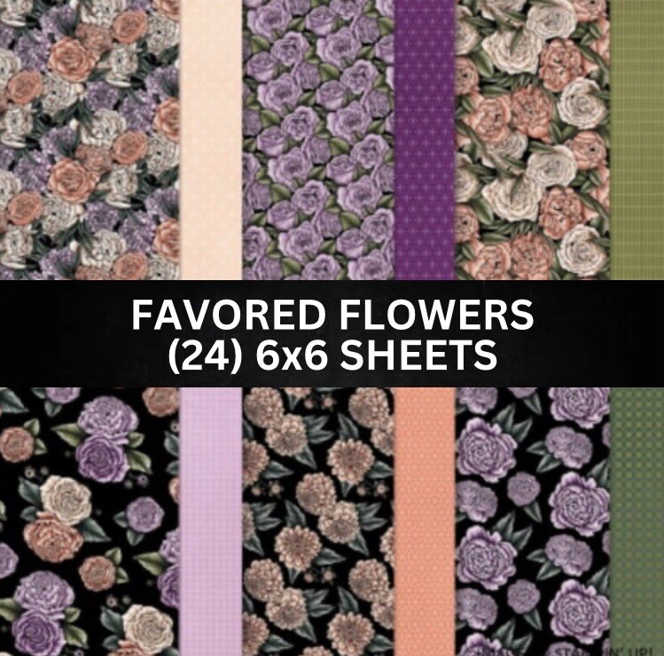 Stampin Up FAVORED FLOWERS Designer Series Paper Floral DSP - (24) 6x6 Sheets