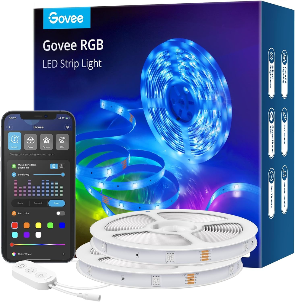 Smart RGB LED Strip Lights for Bedroom, 32.8Ft Wifi LED Light Strip Work with Al