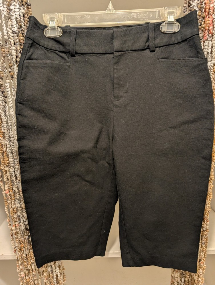 INC International Concepts Bermuda Shorts Black Size 8 Pockets Zip Hook Button