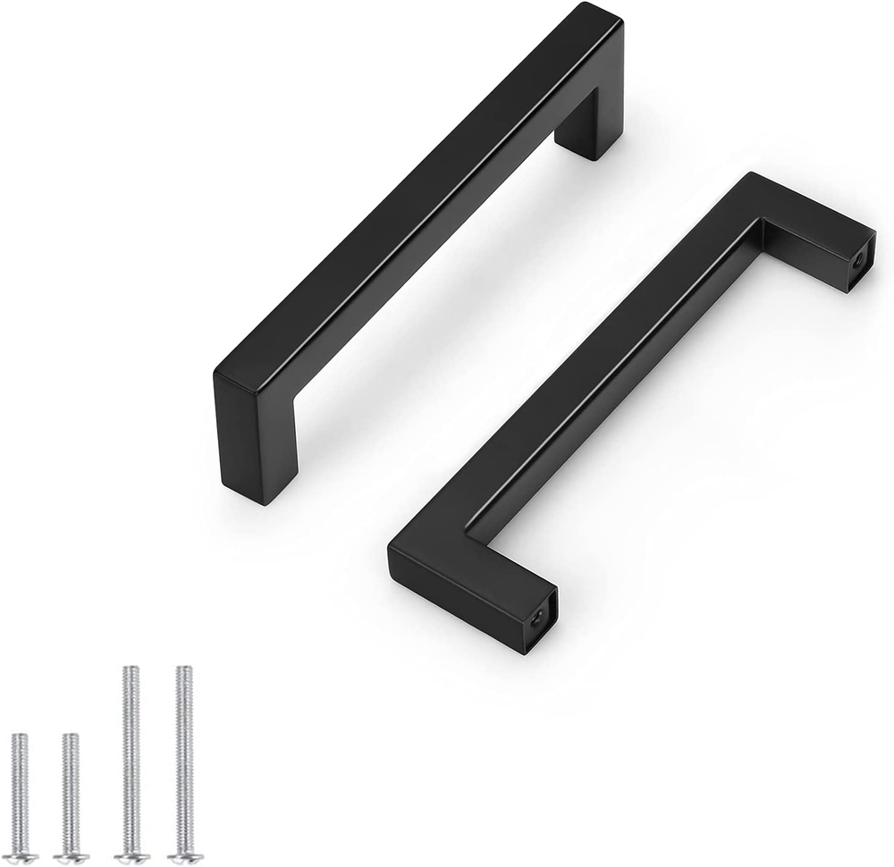 15 Pack Square Black Kitchen Cabinet Pulls,Stainless Steel 5Inch Hole Centers Bl