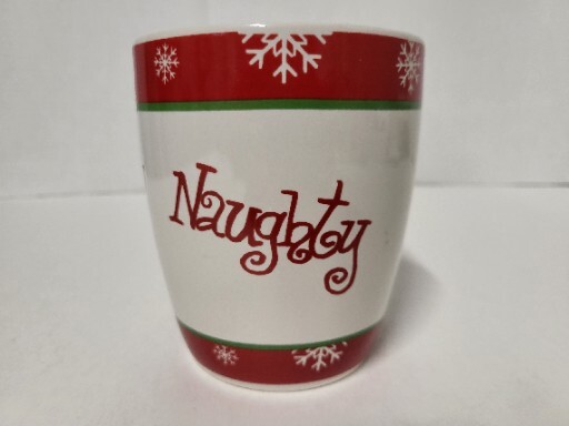 LG Vintage ELF Christmas Ceramic Mug for Coffee or Cocoa Holiday Naughty or Nice Design