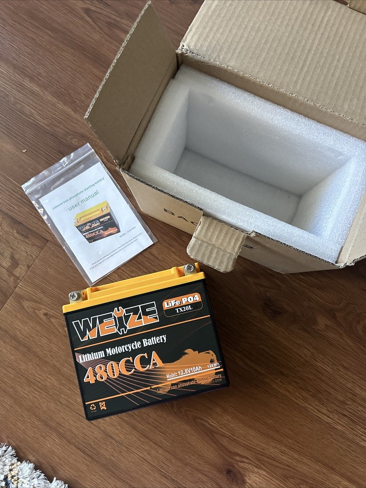 WEIZE Lithium YTX20L-BS Motorcycle Battery Built-in Smart BMS 480CCA 12V 10AH