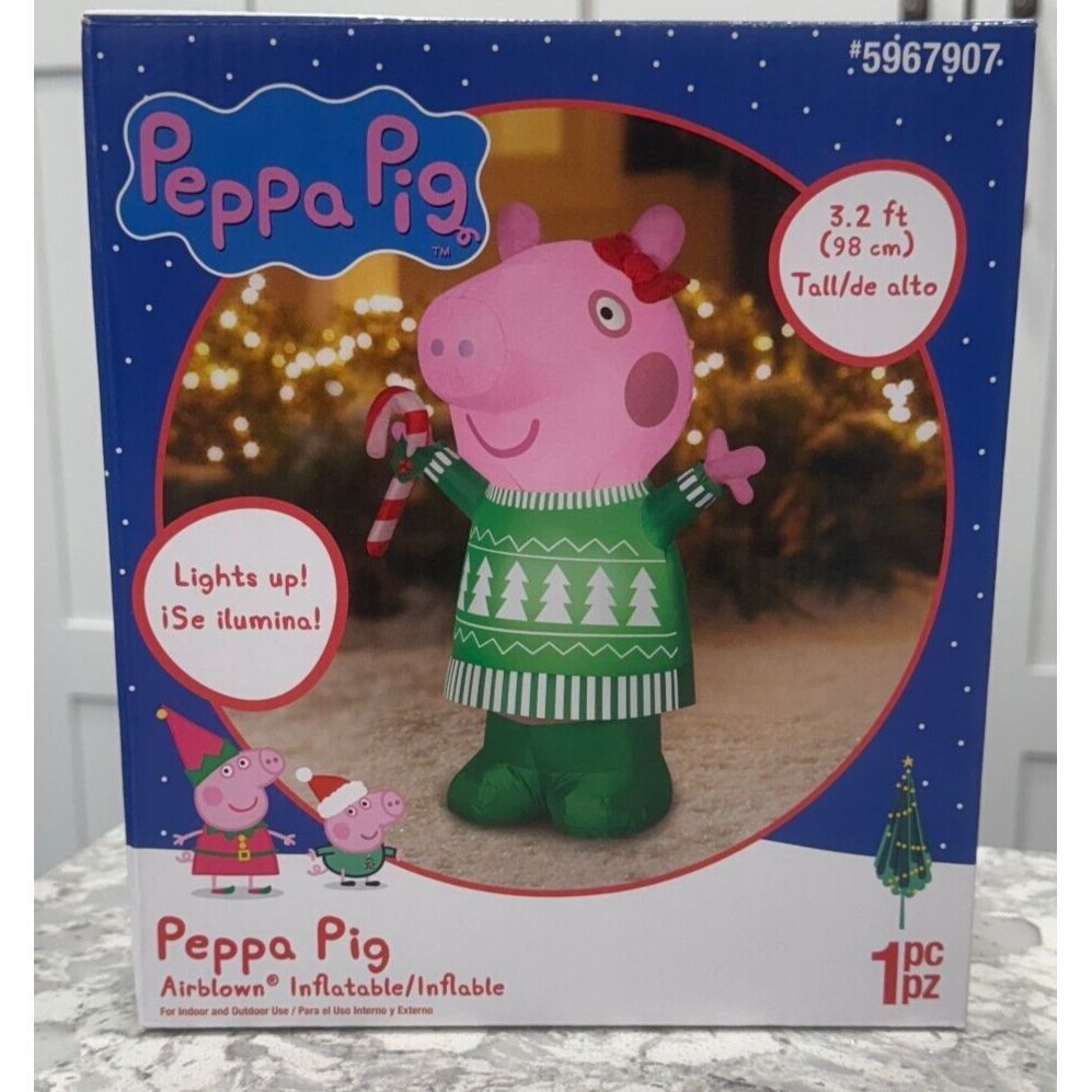 Peppa Pig 3 FT LED Inflatable Green Dress Christmas Yard Decor Airblown Blow-Up