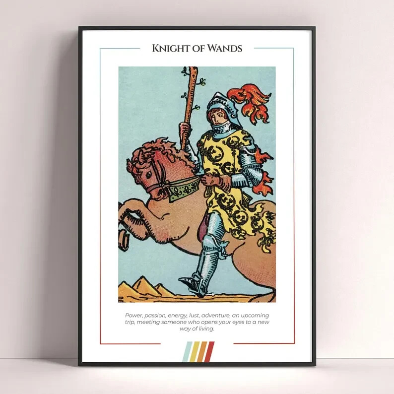 Knight of Wands Tarot Card Art Print and Digital Download Poster