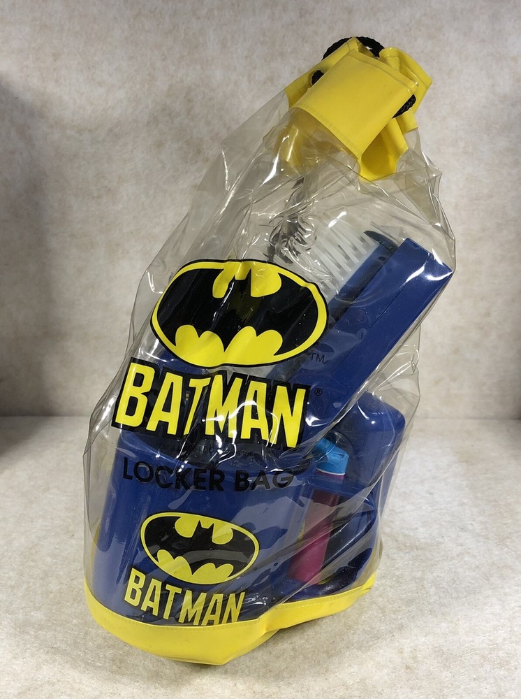 Vintage Batman Kid Care Locker Bag with Seven Personal Care Items 1990's