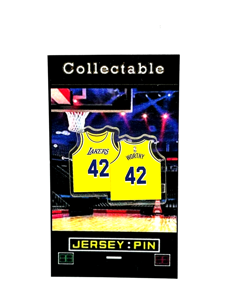 Los Angeles Lakers James Worthy jersey lapel pin-RETRO Collectable-FREE SHIP