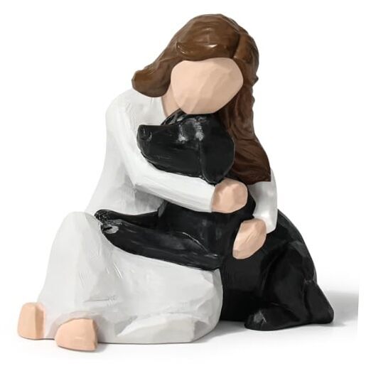 Dog Memorial Gifts, Girl Hugging Dog Resin Figurine, Heartfelt Dog Statue for