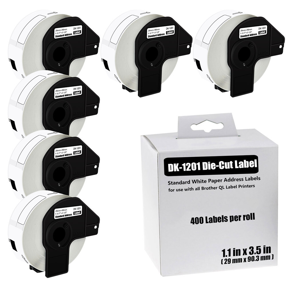 6-Roll Permanent Frame DK-1201 for Brother QL Address Label Printer 1.1x3.5 Inch