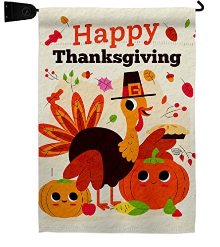 Give Thanks Turkey Garden Flag - Set Mailbox Hanger Falltime Thanksgiving Gob...