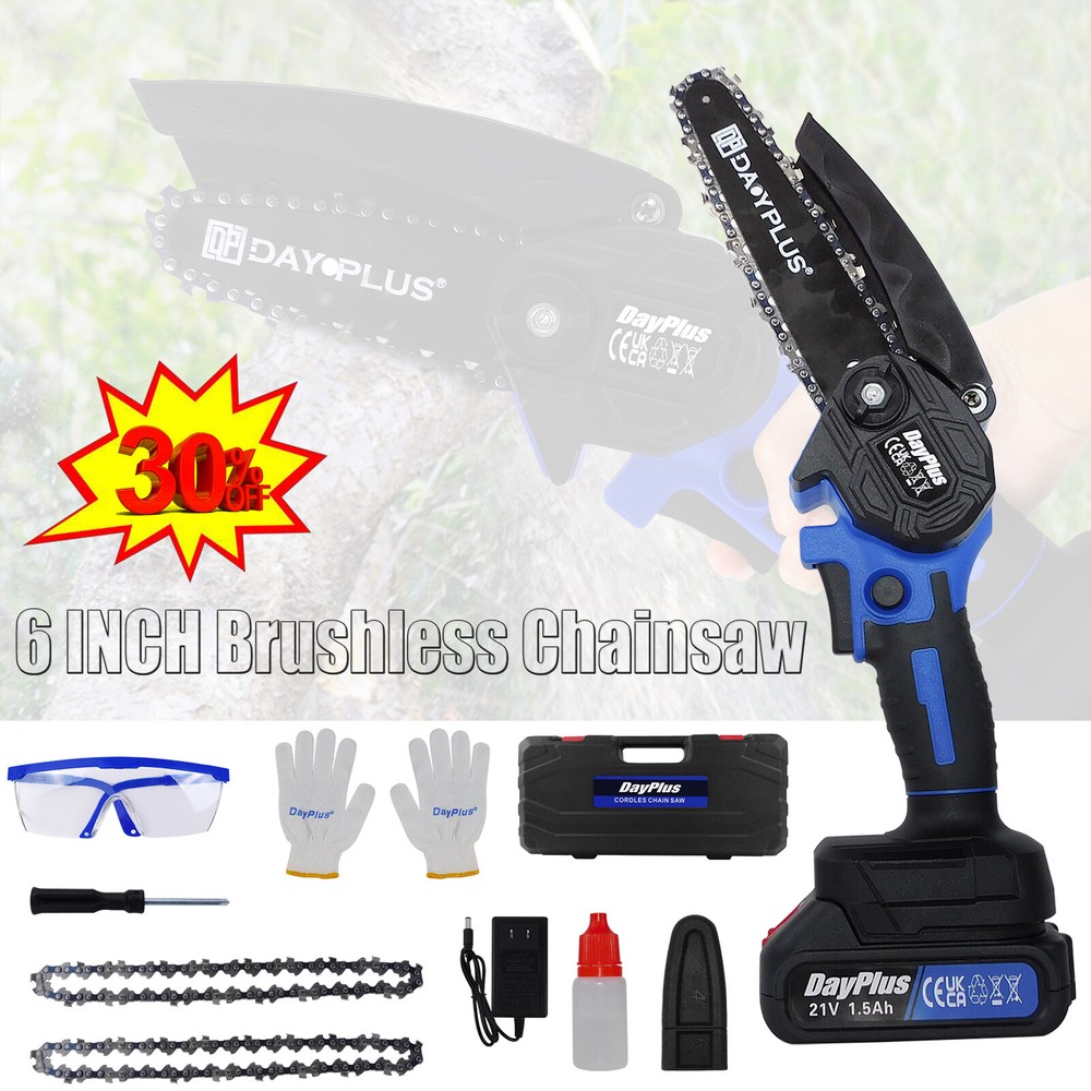 6 Inch Brushless Electric Chainsaw for Cutting Trees and Wood Branches