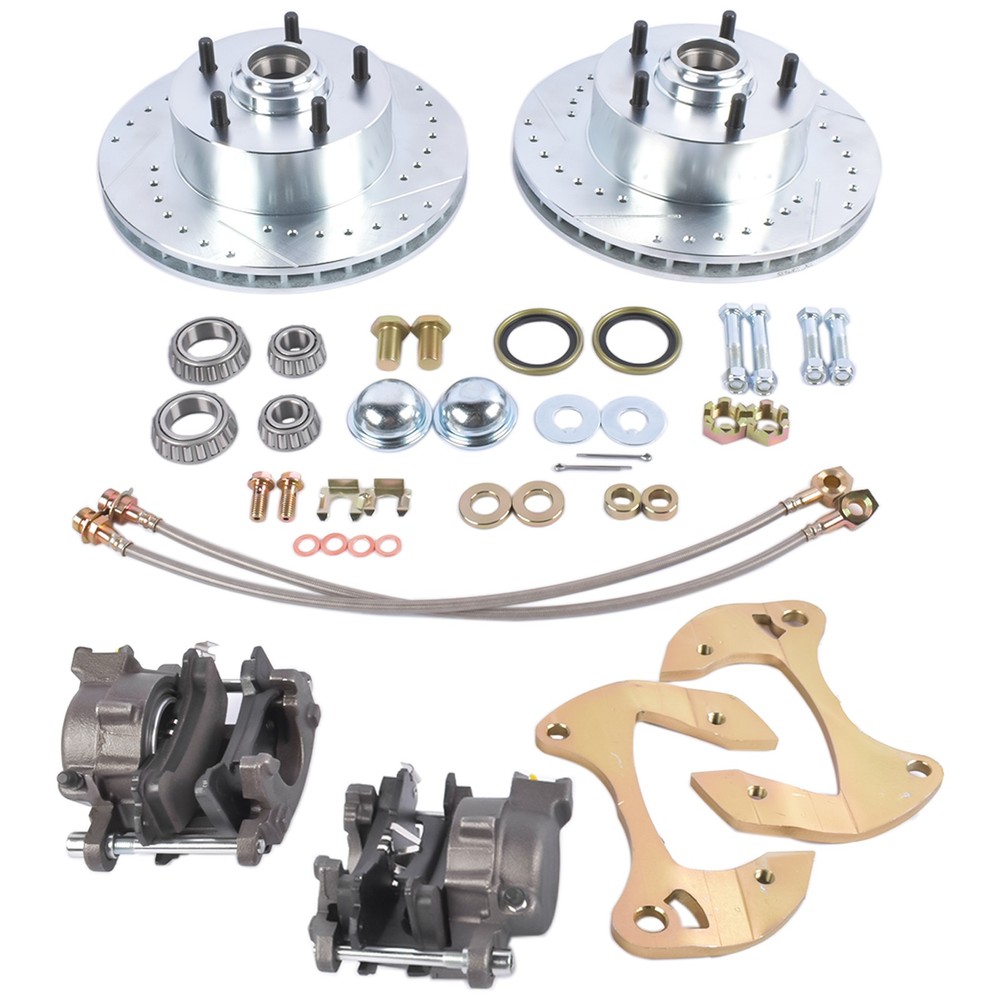Deluxe Disc Brake Conversion Kit Drilled/Slotted Fits for Chevy Biscayne Bel Air