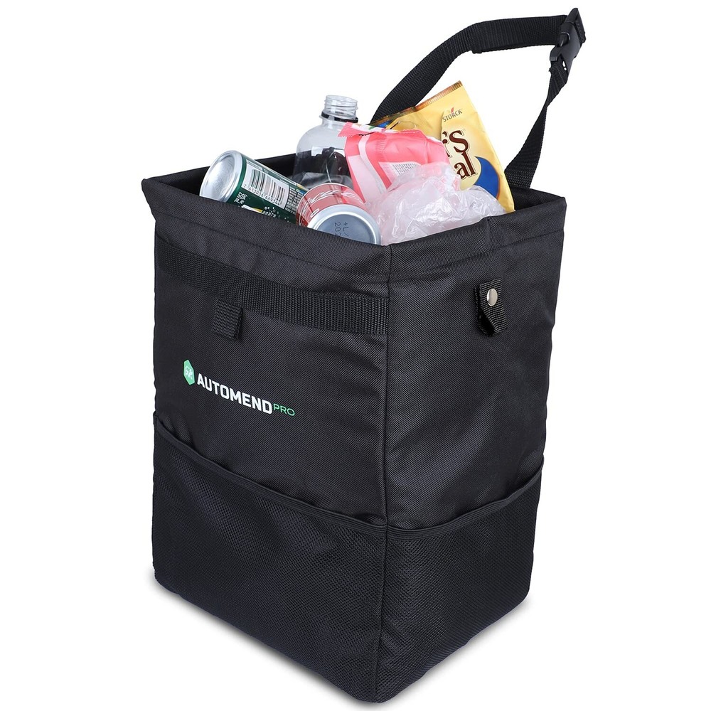 Organize Your Vehicle: 25L Trash Can with 3 Storage Pockets and Magnetic Closure