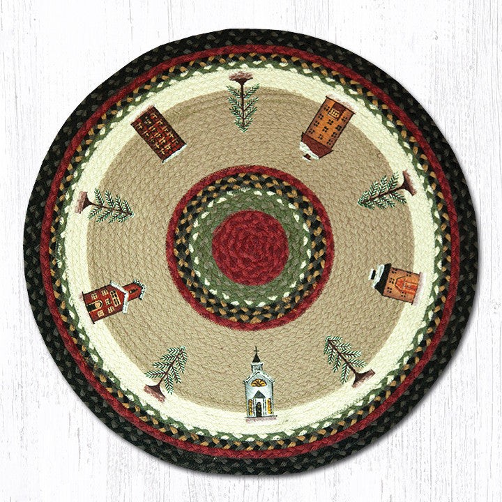 Winter Village Round Patch Rug 27x27 Earth Rugs RP-338 Cozy Decor
