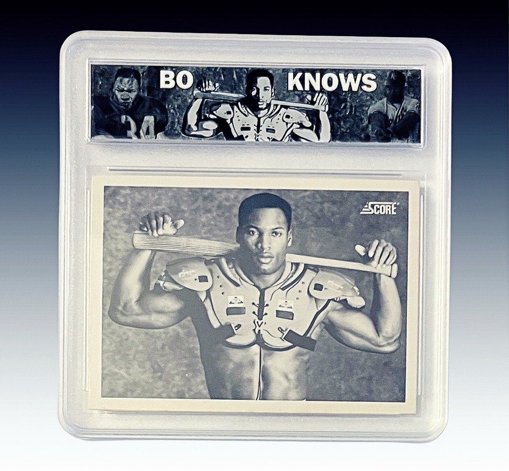 BO JACKSON 1990 SCORE #697 BO-KNOWS CUSTOM DISPLAY SLAB RAIDERS ROYALS TECMOBOWL
