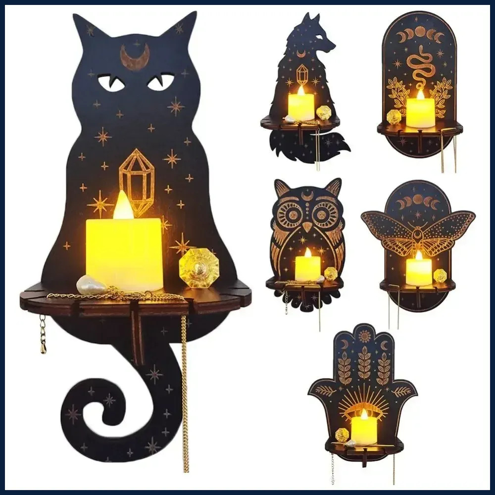 Wall Shelf Stone Wall Shelf Hand Wooden Display Stand Hanging Candle Holder Wall