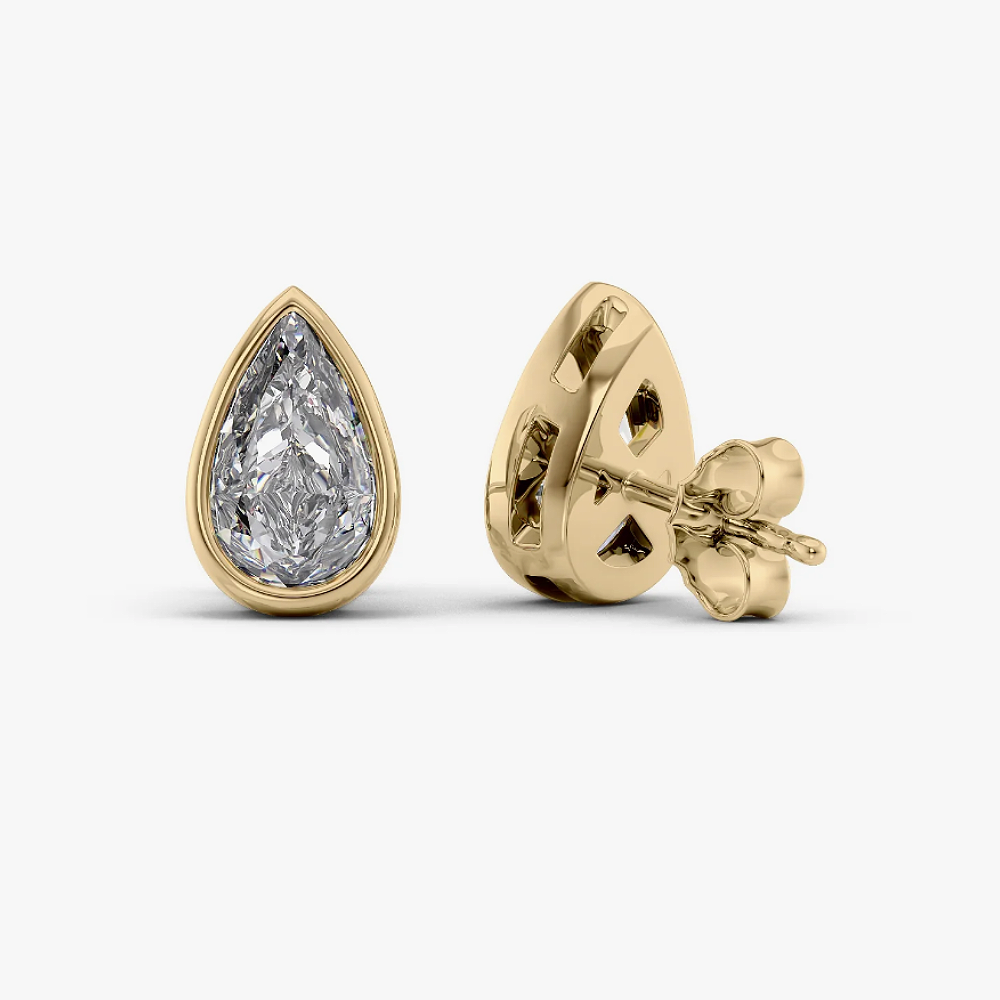 IGI Certified 2.00 Ct Lab Created Pear Cut Diamond Stud Earrings 18K Yellow Gold