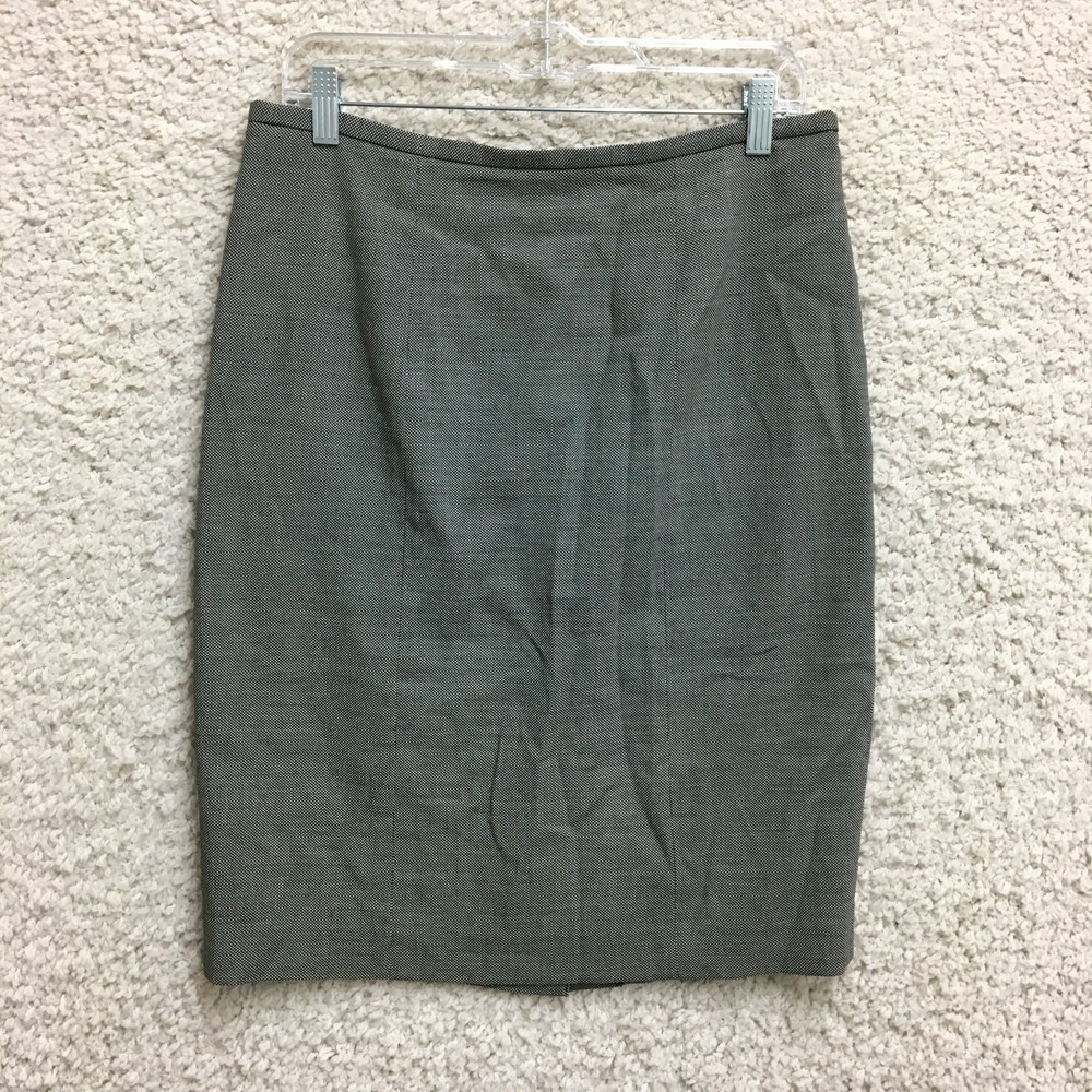 Brooks Brothers Skirt 8 Adult Gray Mini Pencil Bemberg Wool Woven Italy Womens