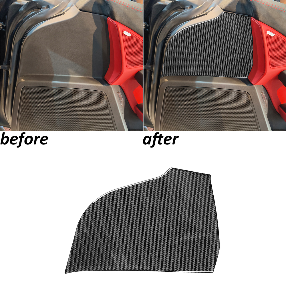 Real Carbon Fiber Interior Door Speaker Side Panel Trim For Corvette C7 2014-19