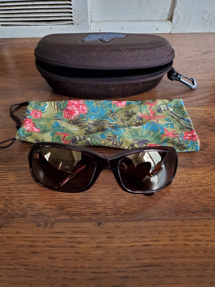 MAUI JIM MJ 189-26 LAGOON Brown Rectangular Wrap Sunglasses with Glass Lenses