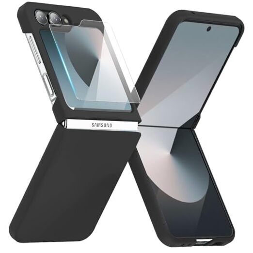 for Samsung Galaxy Z Flip 6 Case with Screen Protector, Slim-Thin Hard PC