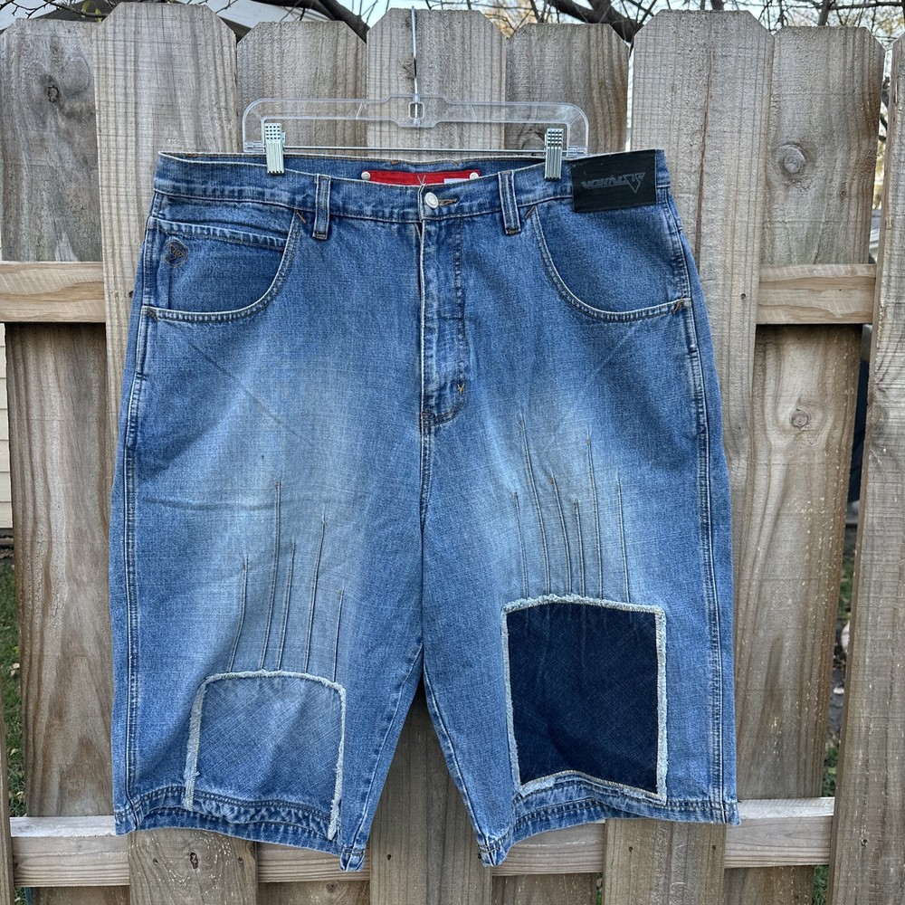 Vokal Size 40 Blue Denim 90s Y2K Baggy Old School Hip Hop Rap Streetwear Shorts
