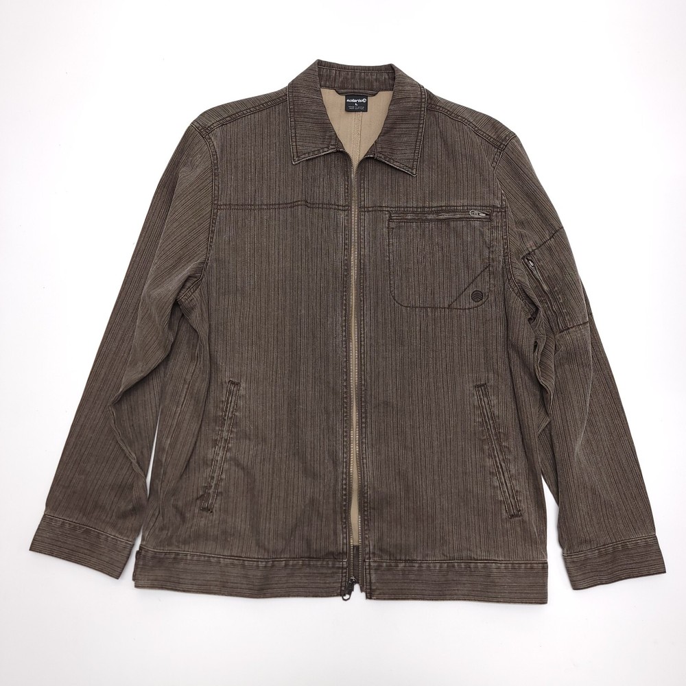 Solaris Brown Jacket Coat Men's Large Stiff Cotton Y2K Dennim