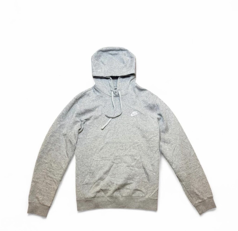 Nike Hoodie Mens Medium Gray Fleece Pullover Sweatshirt Swoosh