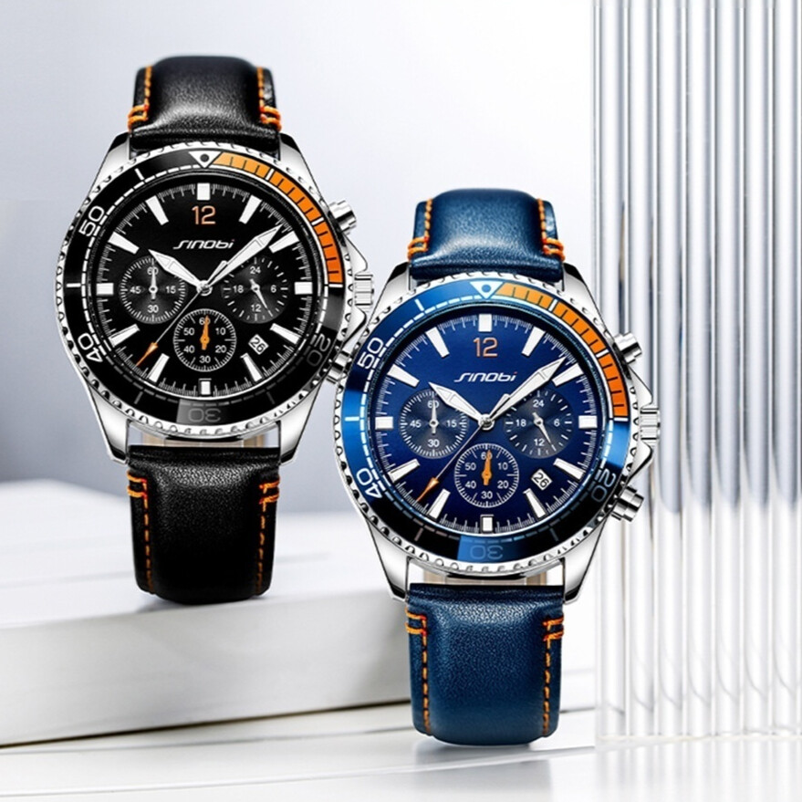 Men's Luxury Chronograph Sports Watch with Luminous Multi-Function Belt Strap