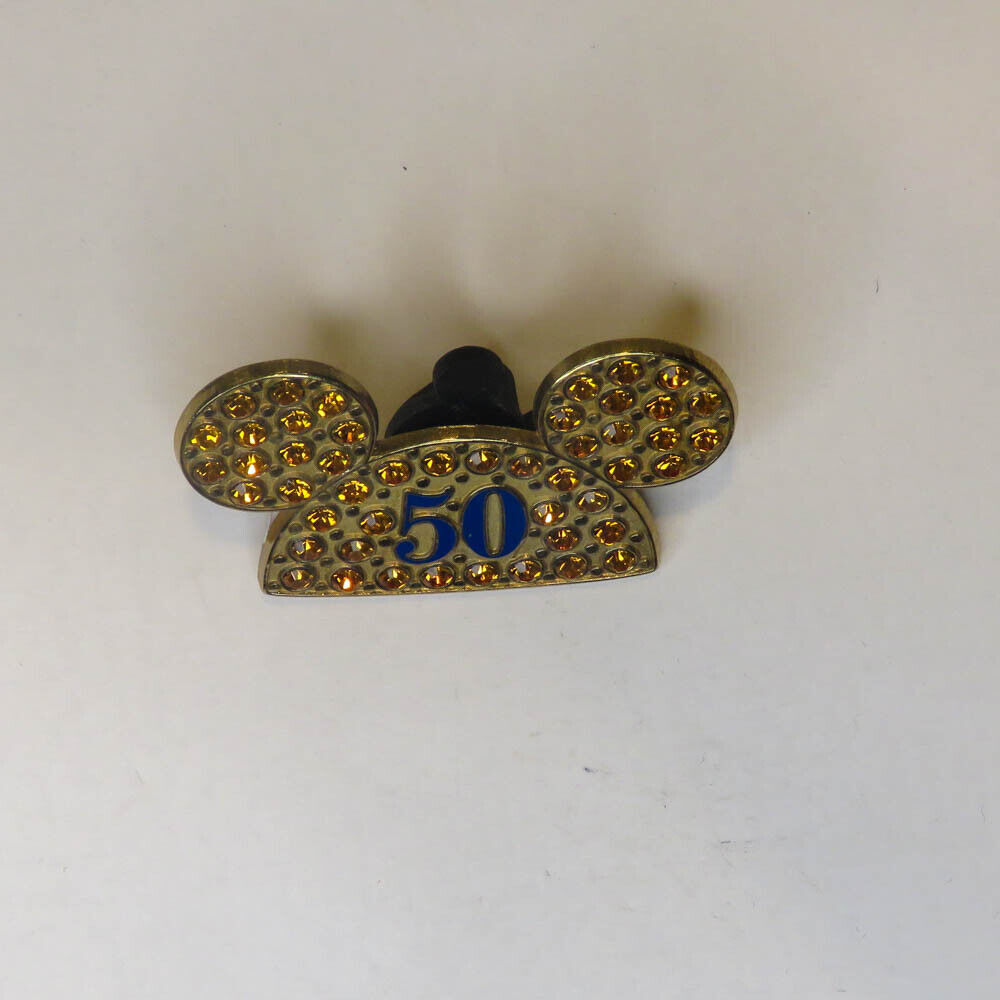 Disney Exclusive Gold Jeweled Mickey Ears Earth Anniversary Pin