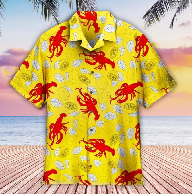 Yellow Crawfish Lemon Hawaiian Shirt for Summer Beach Vibes New HO Style