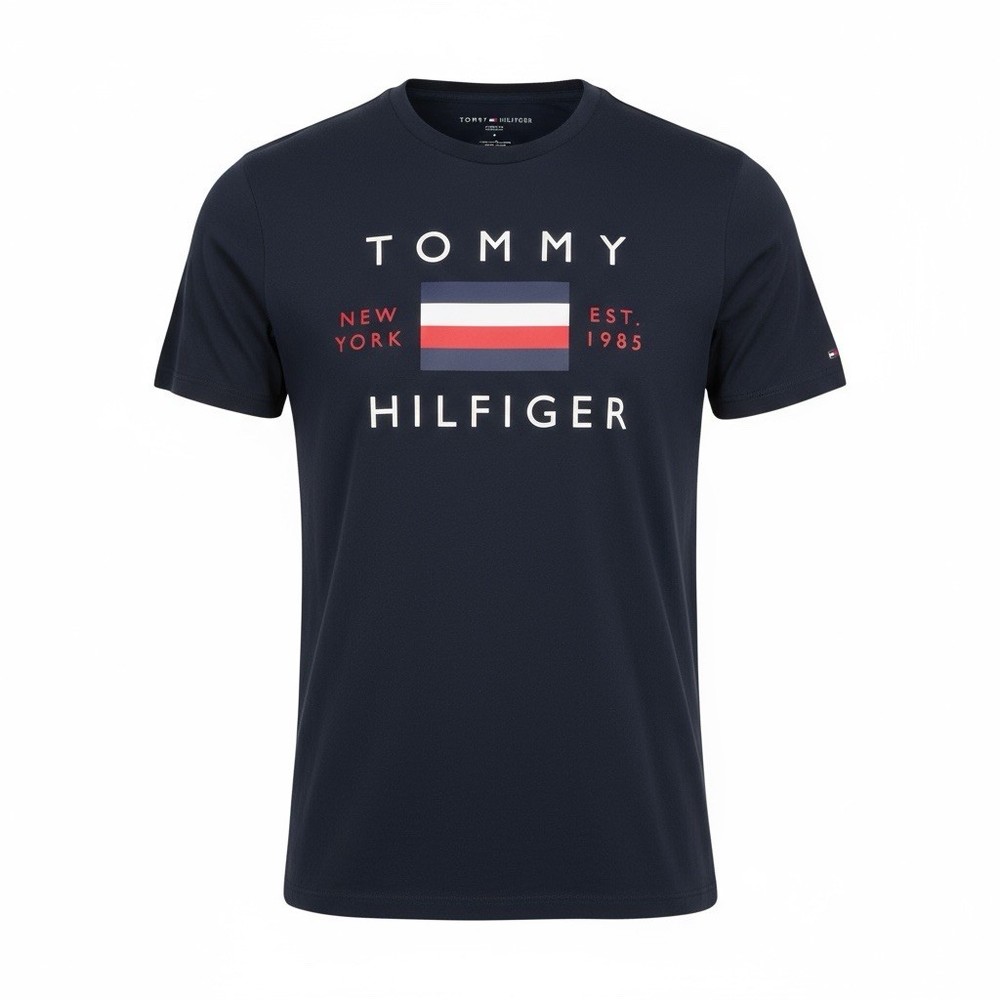 Tommy Hilfiger Men's Navy Blue Crew Neck Short Sleeve T-shirt Size Medium Casual