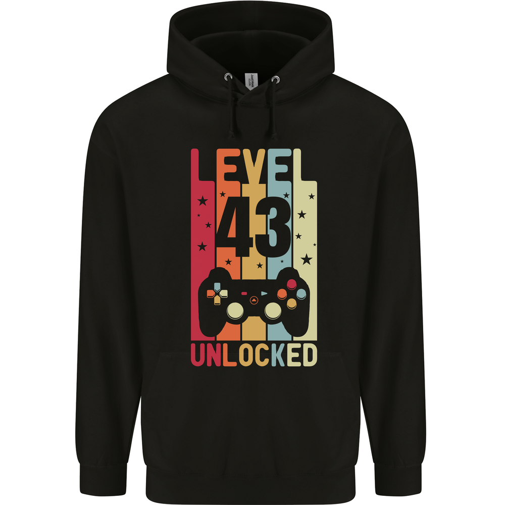 43rd Birthday 43 Year Old Level Up Gaming Mens 80% Cotton Hoodie