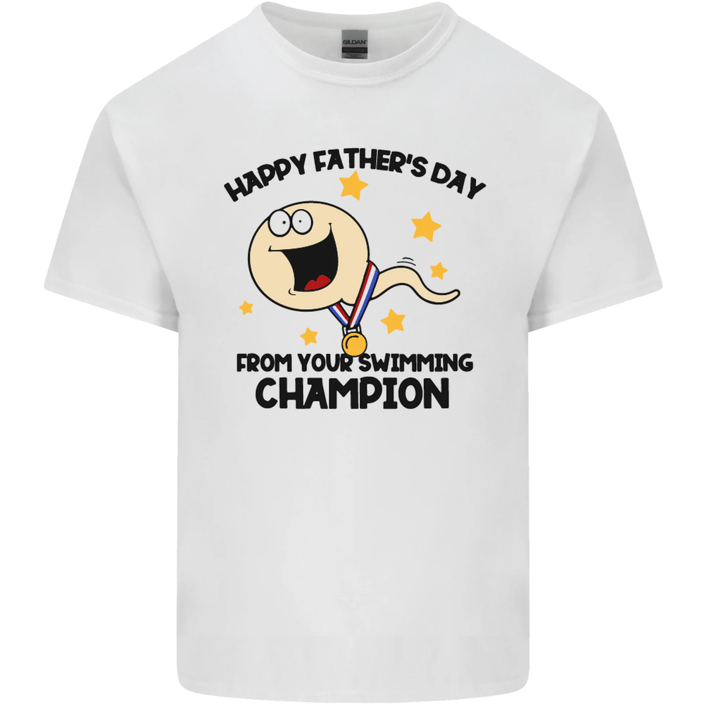 Swimming Champion Funny Fathers Day Dad Mens Cotton T-Shirt Tee Top