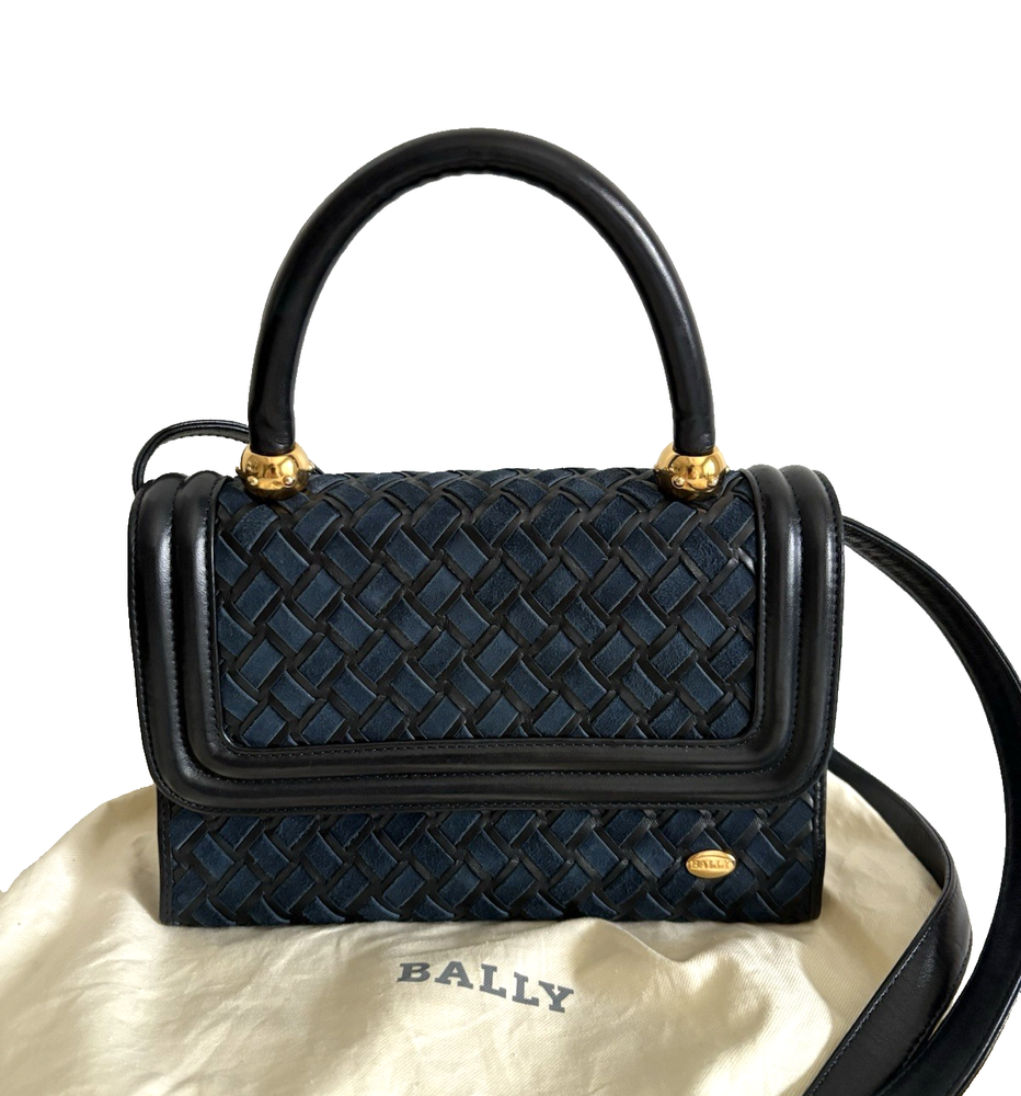 Authentic Bally Handbag Navy Quilted Leather From Japan 0850