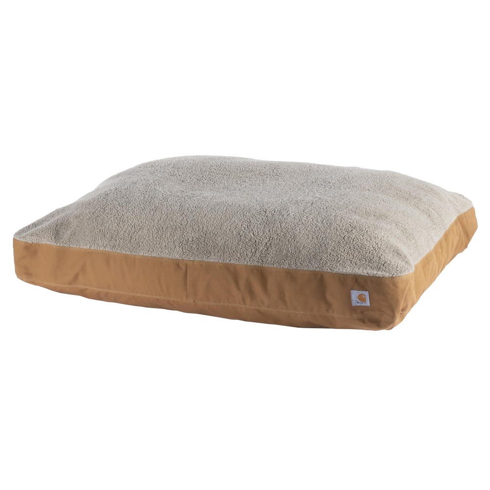 Carhartt - Firm Duck Dog Bed Sherpa Top, Durable Canvas Pet Bed, Brown, Medium