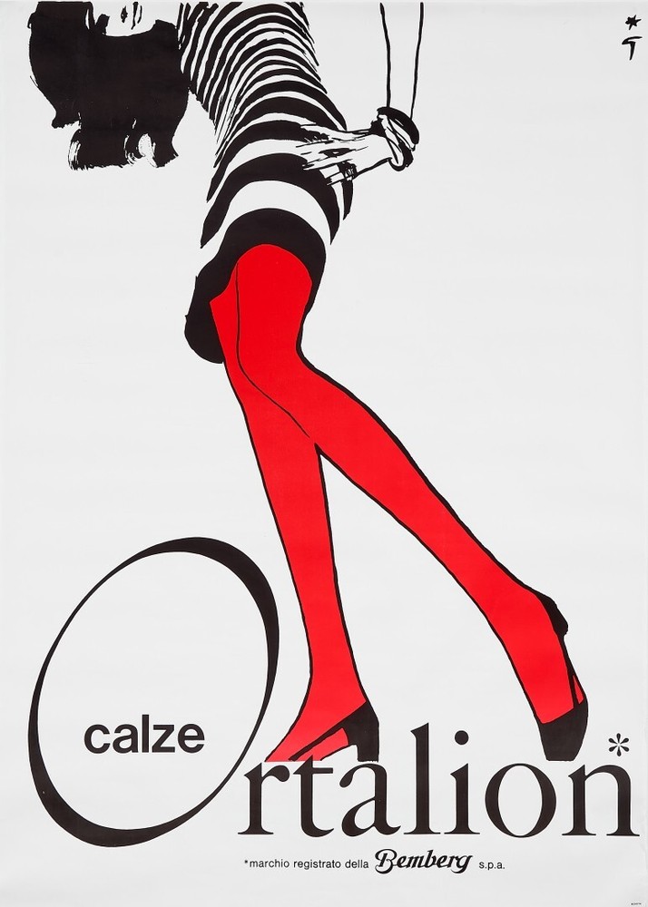 René Gruau, C.A. 1970S - Ortalion Calze - Original Vintage Poster Cm 140 X 100