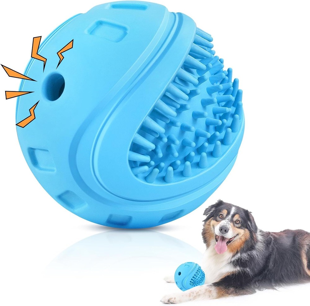 Indestructible Squeaky Dog Balls Dog Toys for Aggressive Chewers Large Medium Br