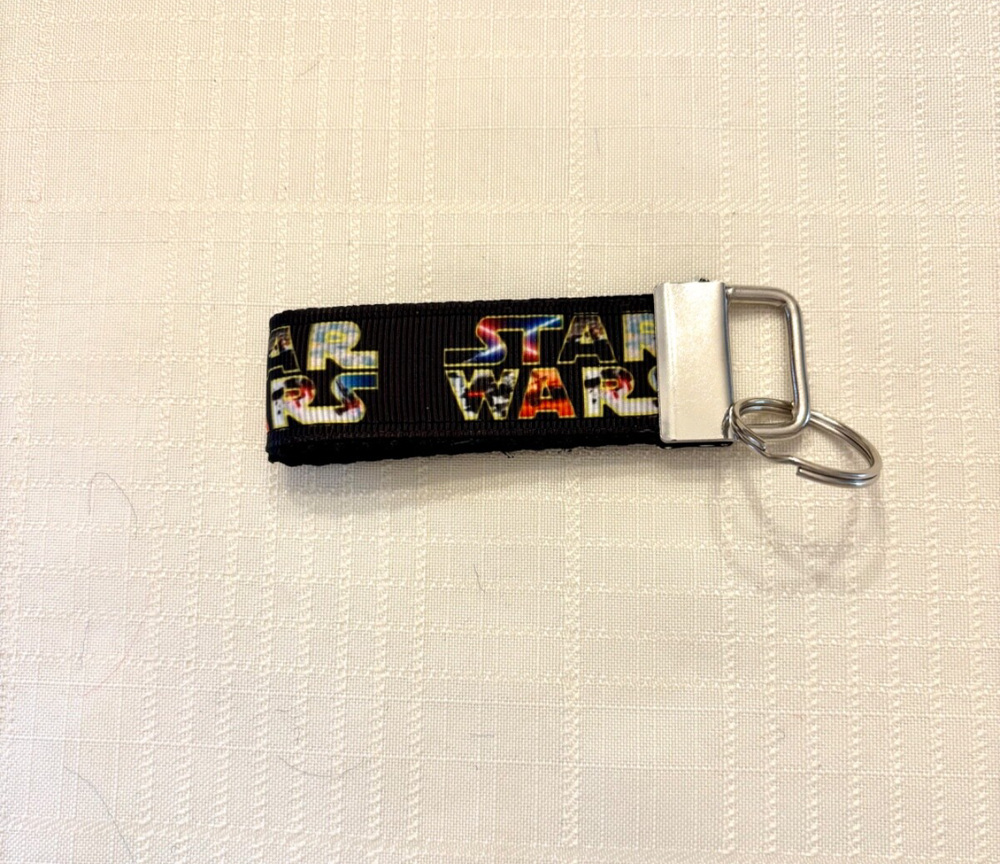 Handmade Mini Keychain with Star Wars Ribbon and Wristlet Free Shipping