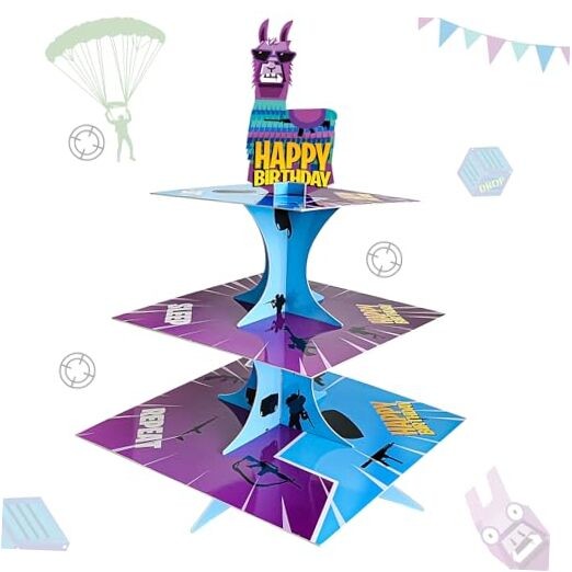 Video Game Birthday Party Supplies, 3 Tier Video Games Cupcake Stand for Boys