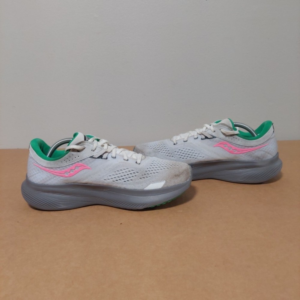 Saucony Womens Ride 16 S10830-85 White  Pink Gray Running Shoes Sneakers SIZE 11