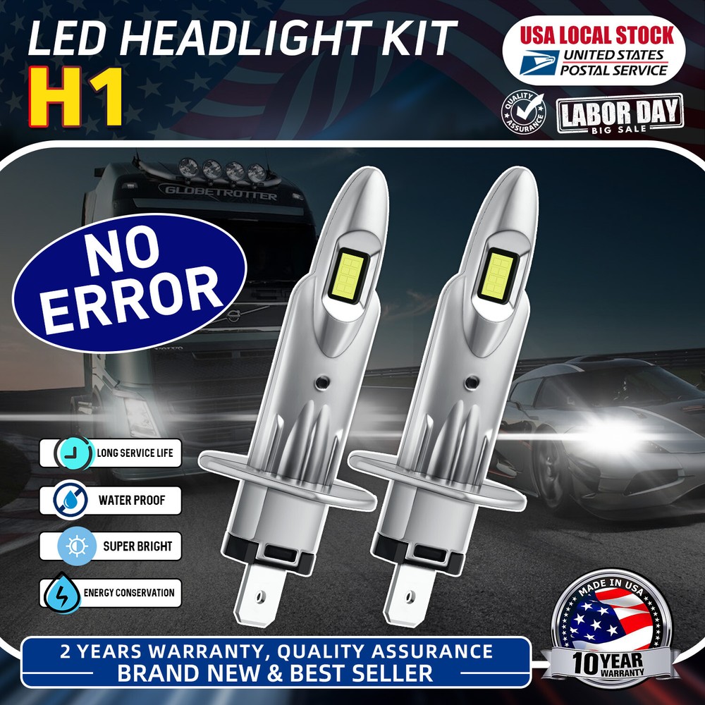 2× H1 LED Headlight Kit Bulbs Super White 22000LM 6000K CANbus For 05-08 Audi A6
