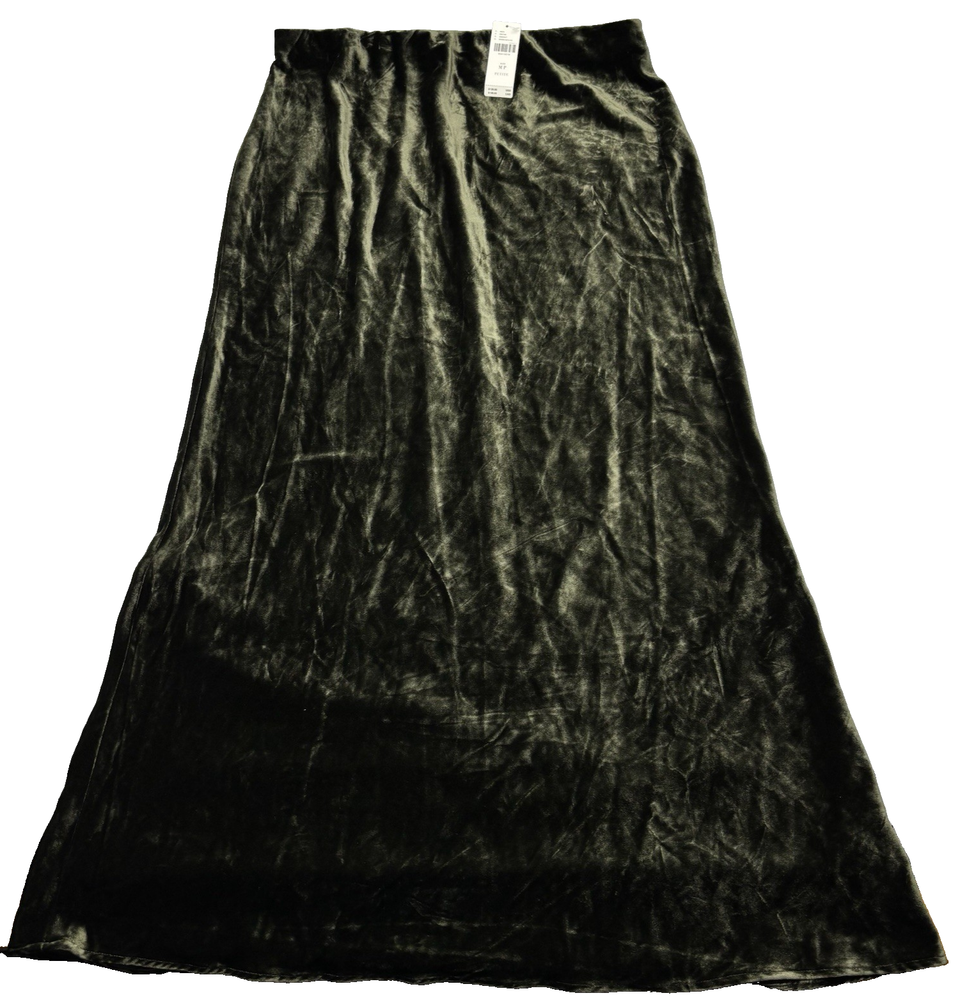 NEW Anthropologie The Tilda Moss Green Velvet Pull On Maxi Slip Skirt MP 30x38