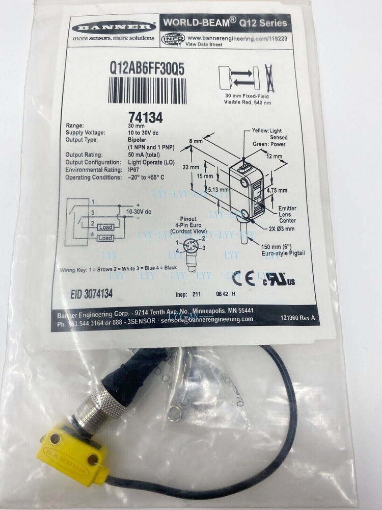 Q12AB6FF30Q5 1PCS NEW For BANNER Q12AB6FF30Q5 10-30VDC SENSOR Fast Shipping