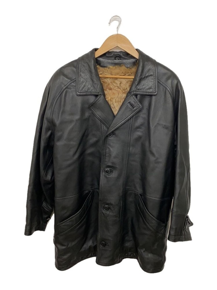 Men's Black Cowhide Leather Blouson Jacket L 2246