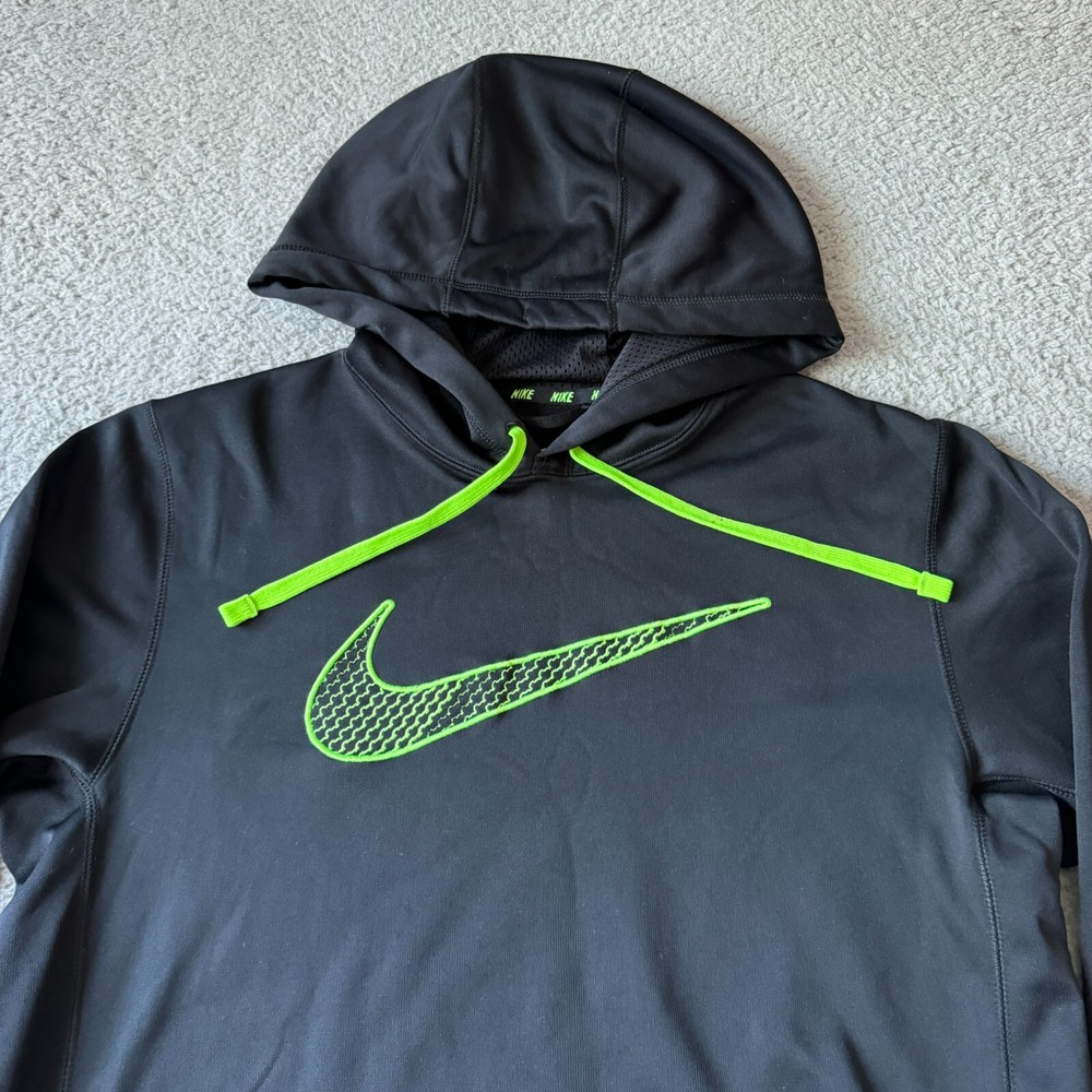Nike Men's Small Black Therma-Fit Hoodie Sweatshirt with Center Swoosh Design – Lightweight and Comfortable for Everyday Wear